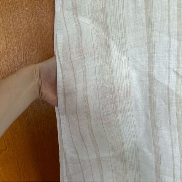 Garnet Hill Linen High-Low Midi Length Cover Up Dress Salt Mini Stripe $149 - Picture 4 of 14